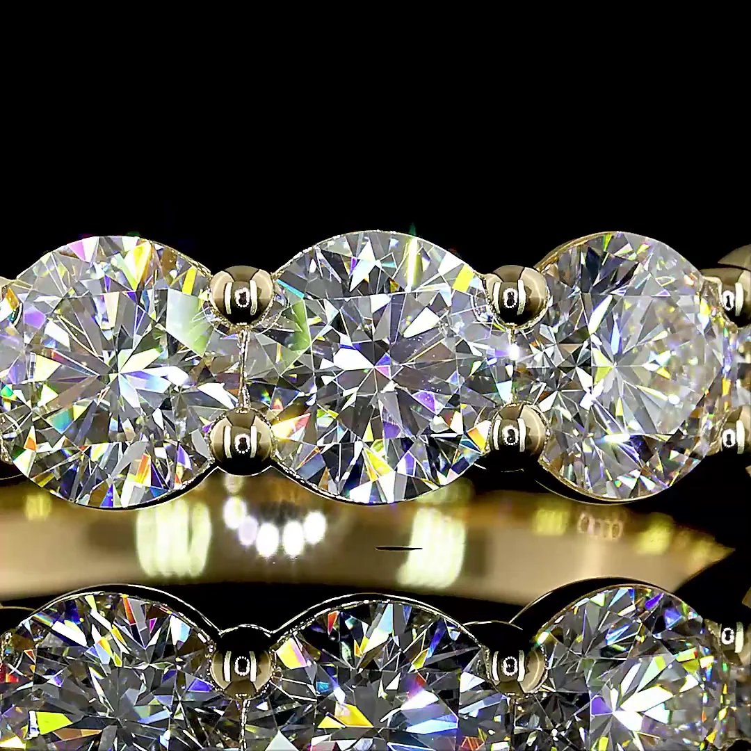 3.05 Cts 14k Yellow Gold Round Shape 7 Stones Eternity Band - Image 3