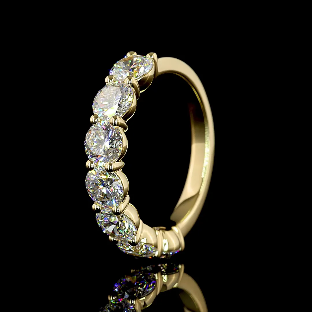 3.05 Cts 14k Yellow Gold Round Shape 7 Stones Eternity Band - Image 4