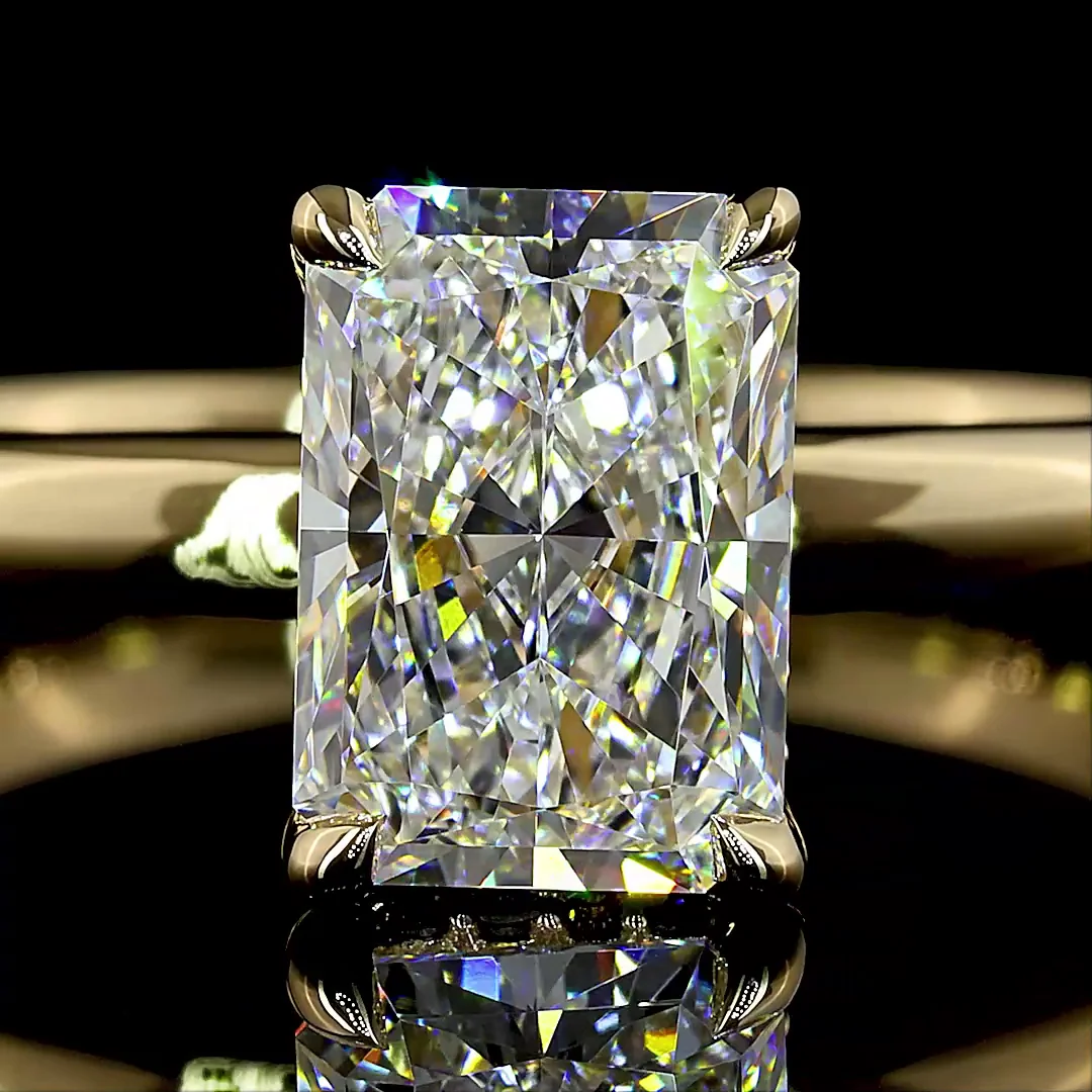 1.61 Cts 14k Yellow Gold Radiant Shape Hidden Halo Ring - Image 3