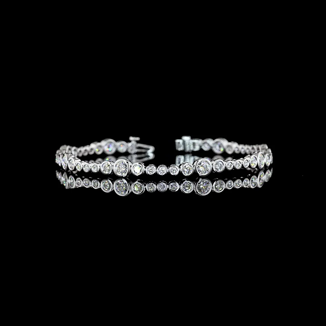 4.17 Cts 14k White Gold Round Shape Station Line Tennis Bracelet - Video