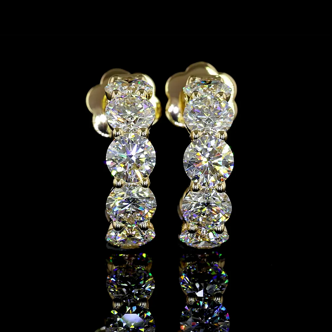 4.71 Cts 14k Yellow Gold Round Shape Hoops Earring - Video