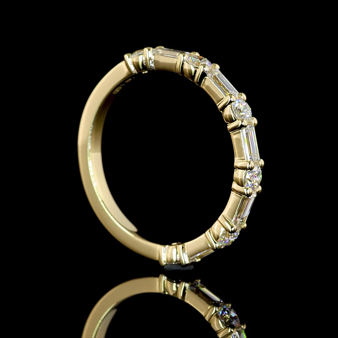 0.93 Cts 14k Yellow Gold Mix Shape Half Eternity Eternity Band - Image 2