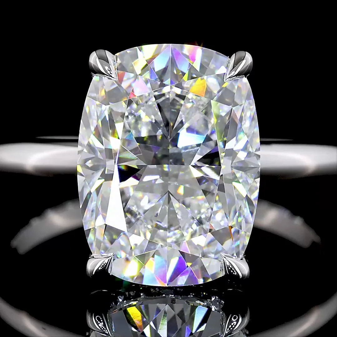 5.13 Cts 14k White Gold Cushion Brilliant Shape Hidden Halo Ring - Image 3