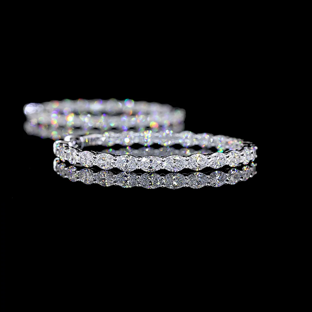 4.42 Cts 14k White Gold Oval Shape Hoops Earring - Image 4