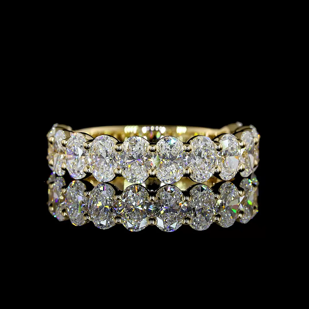 2.6 Cts 14k Yellow Gold Oval Shape 3/4 Band Eternity Band - Video