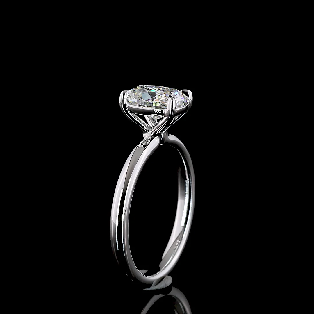 1.53 Cts 14k White Gold Cushion Modified Shape Solitaire Ring - Image 4