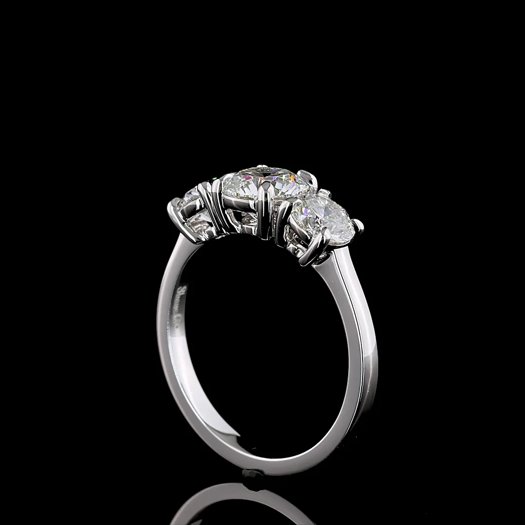 2.03 Cts 14k White Gold Round Shape 3 Stones Ring - Image 2
