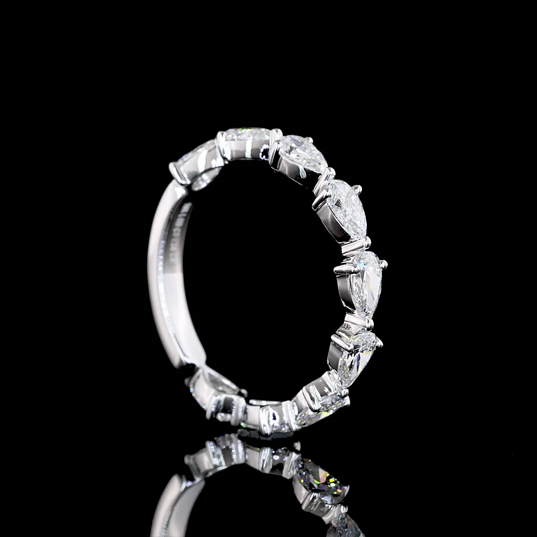 1.27 Cts 18k White Gold Pear Shape 3/4 Band Eternity Band - Image 4