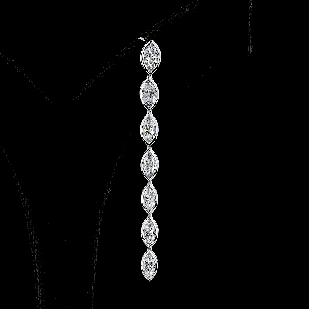 3.51 Cts 14k White Gold Marquise Shape Hanging Earring - Image 3