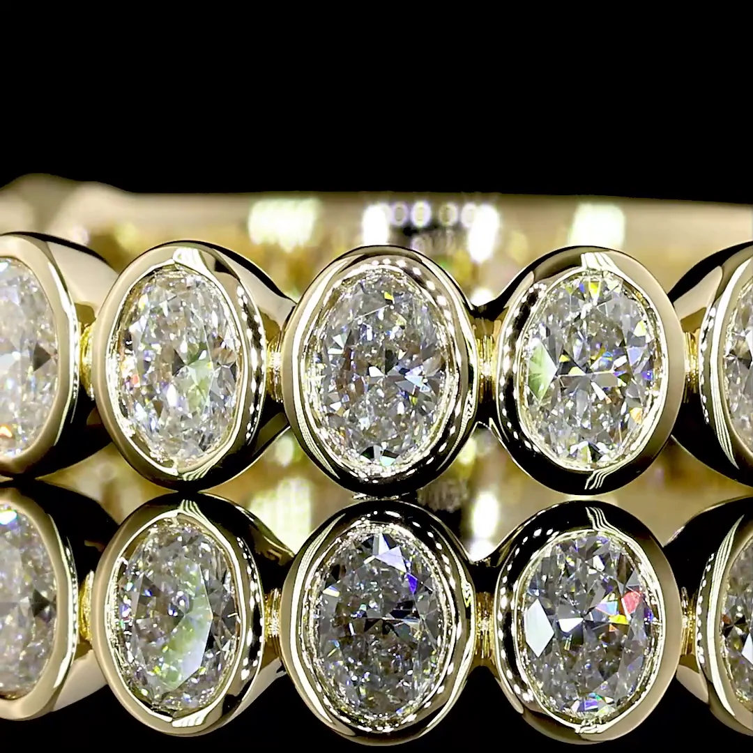 1.07 Cts 14k Yellow Gold Oval Shape 3/4 Band Eternity Band - Image 3