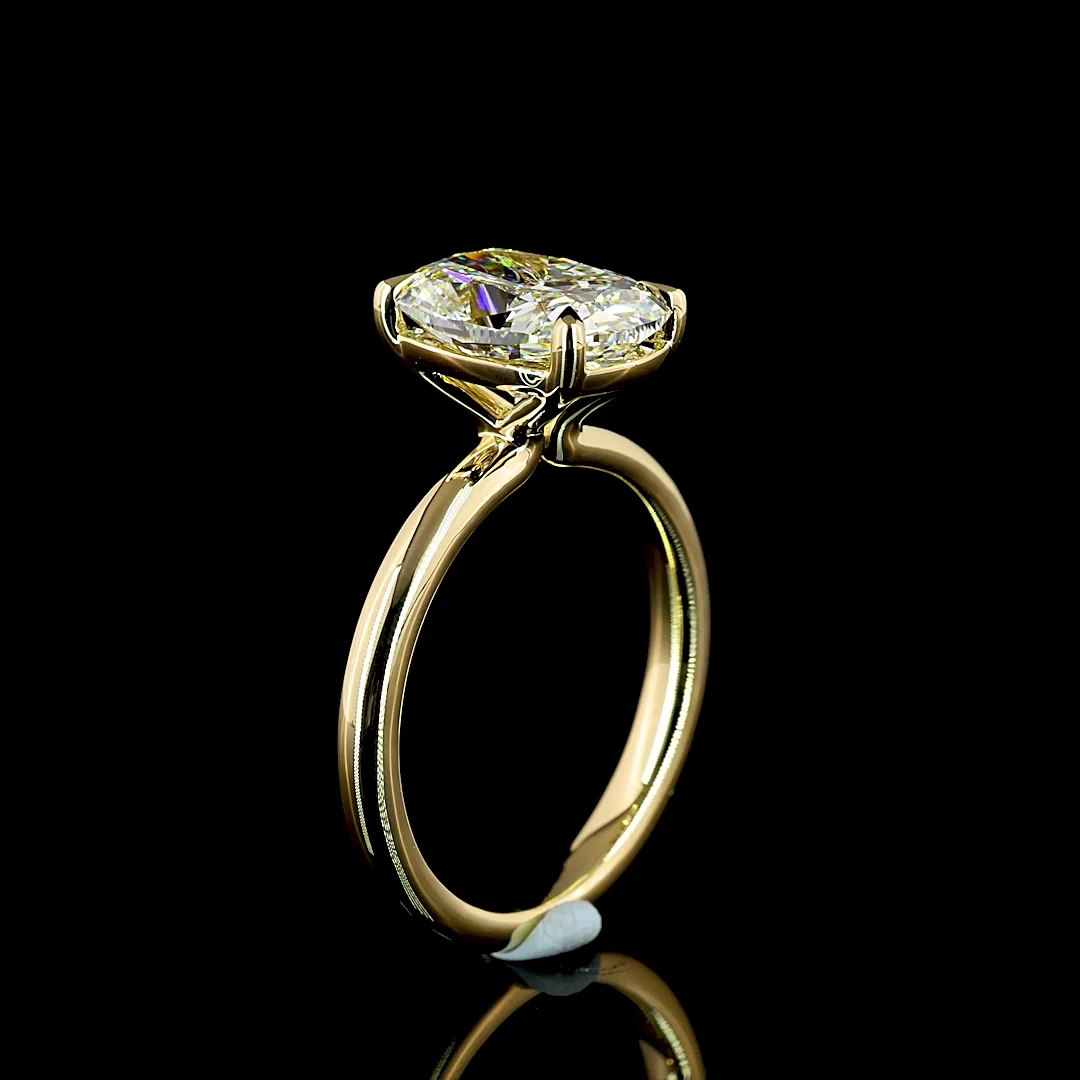 3 Cts 14k Yellow Gold Cushion Brilliant Shape Solitaire Ring - Image 4