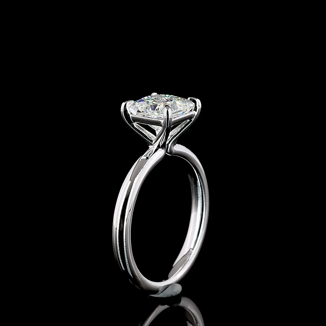 2.03 Cts 14k White Gold Princess Shape Solitaire Ring - Image 4
