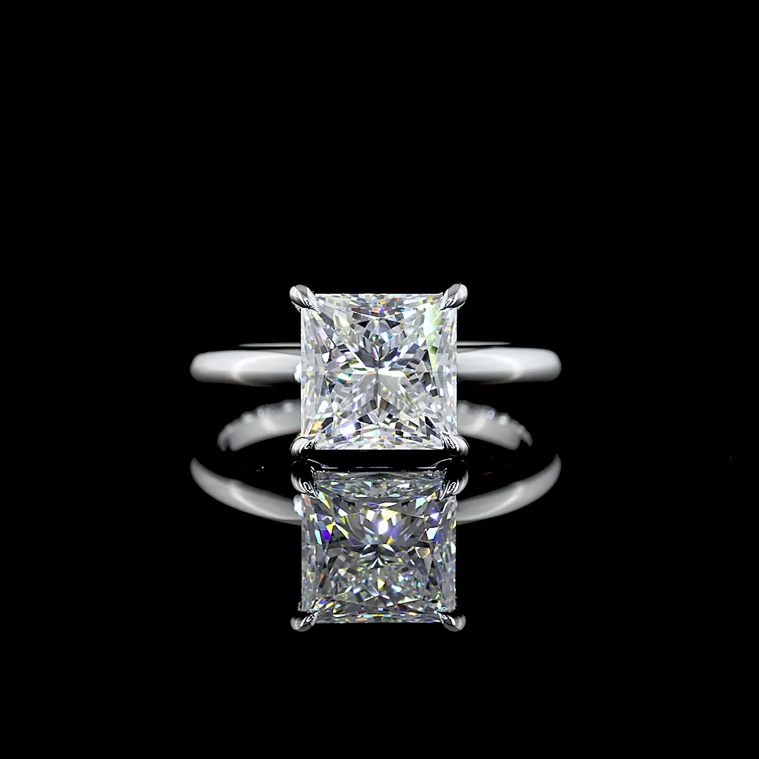 2.03 Cts 14k White Gold Princess Shape Solitaire Ring - Video