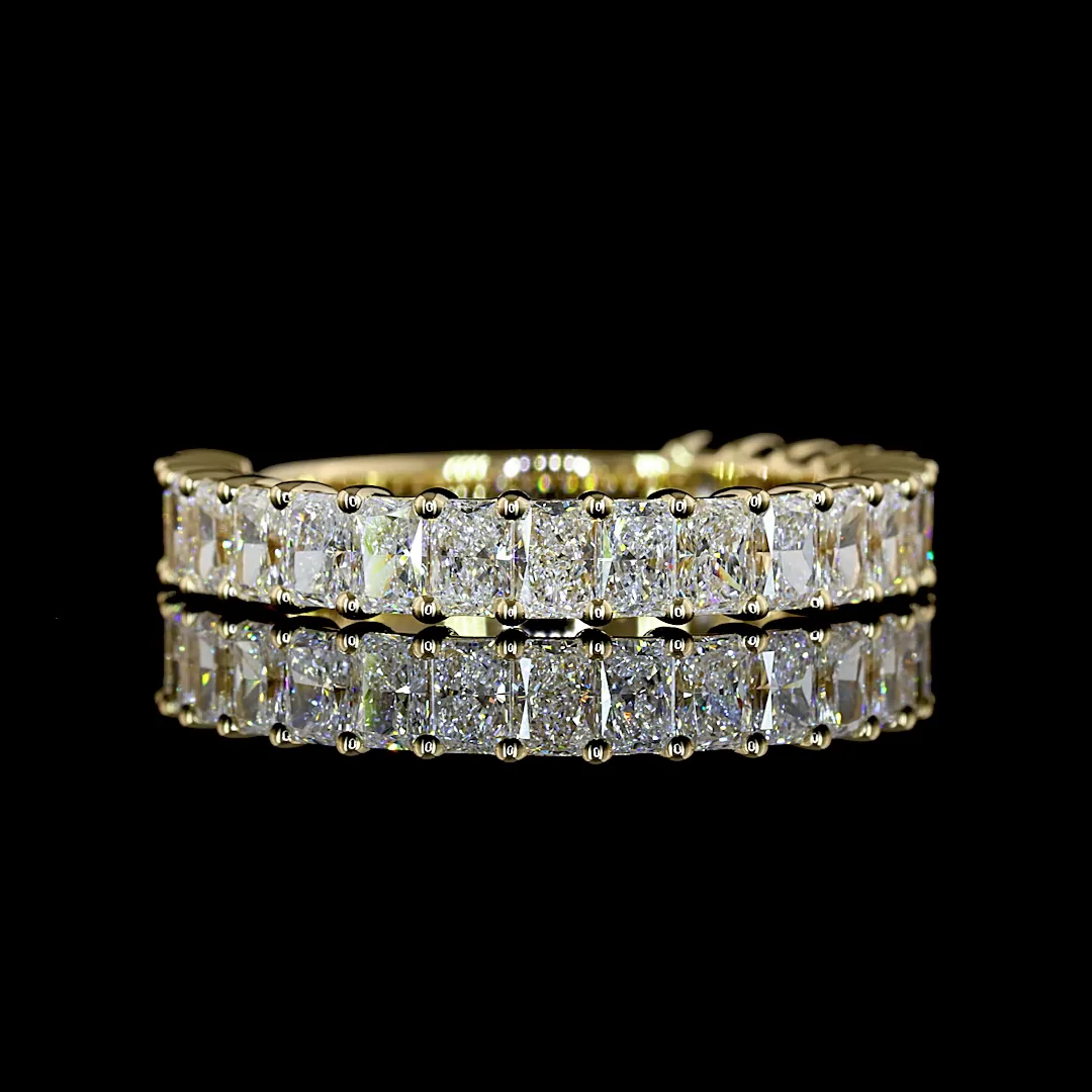 1.6 Cts 14k Yellow Gold Radiant Shape 3/4 Band Eternity Band - Video