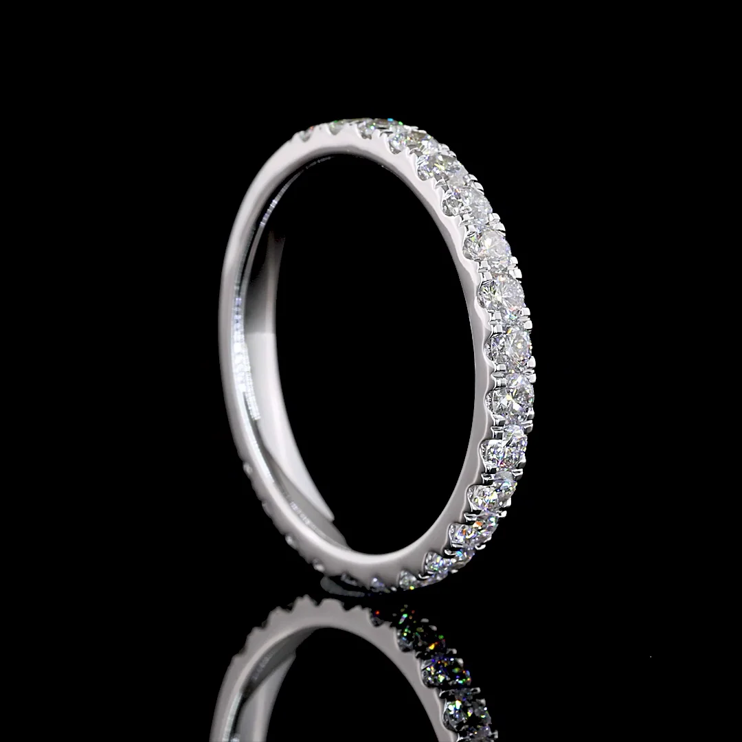0.85 Cts 18k White Gold Round Shape 3/4 Band Eternity Band - Image 2