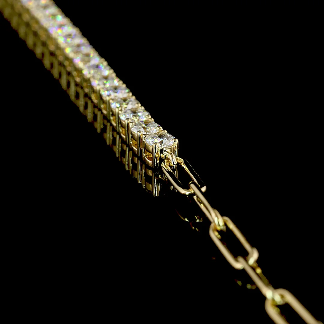 5.04 Cts 14k Yellow Gold Round Shape Tennis Necklace - Image 2