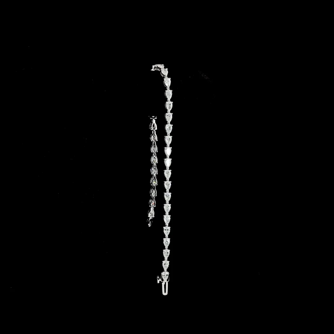 4.06 Cts 14k White Gold Pear Shape Tennis Bracelet - Image 3