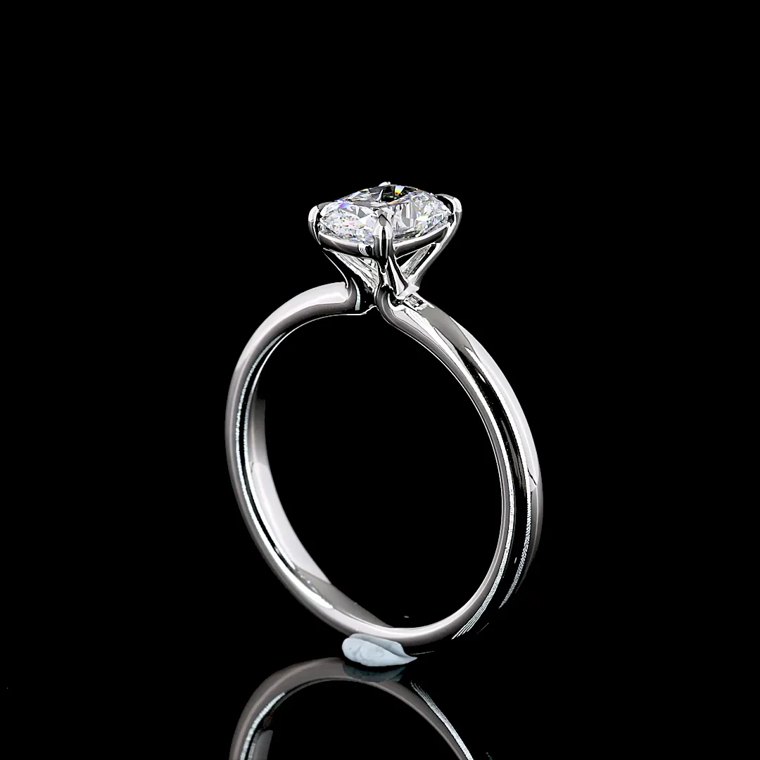 1.05 Cts 14k White Gold Cushion Modified Shape Solitaire Ring - Image 2