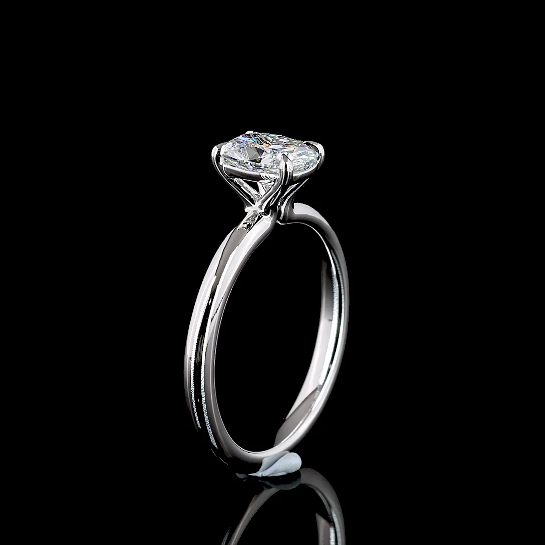 1.05 Cts 14k White Gold Cushion Modified Shape Solitaire Ring - Image 4