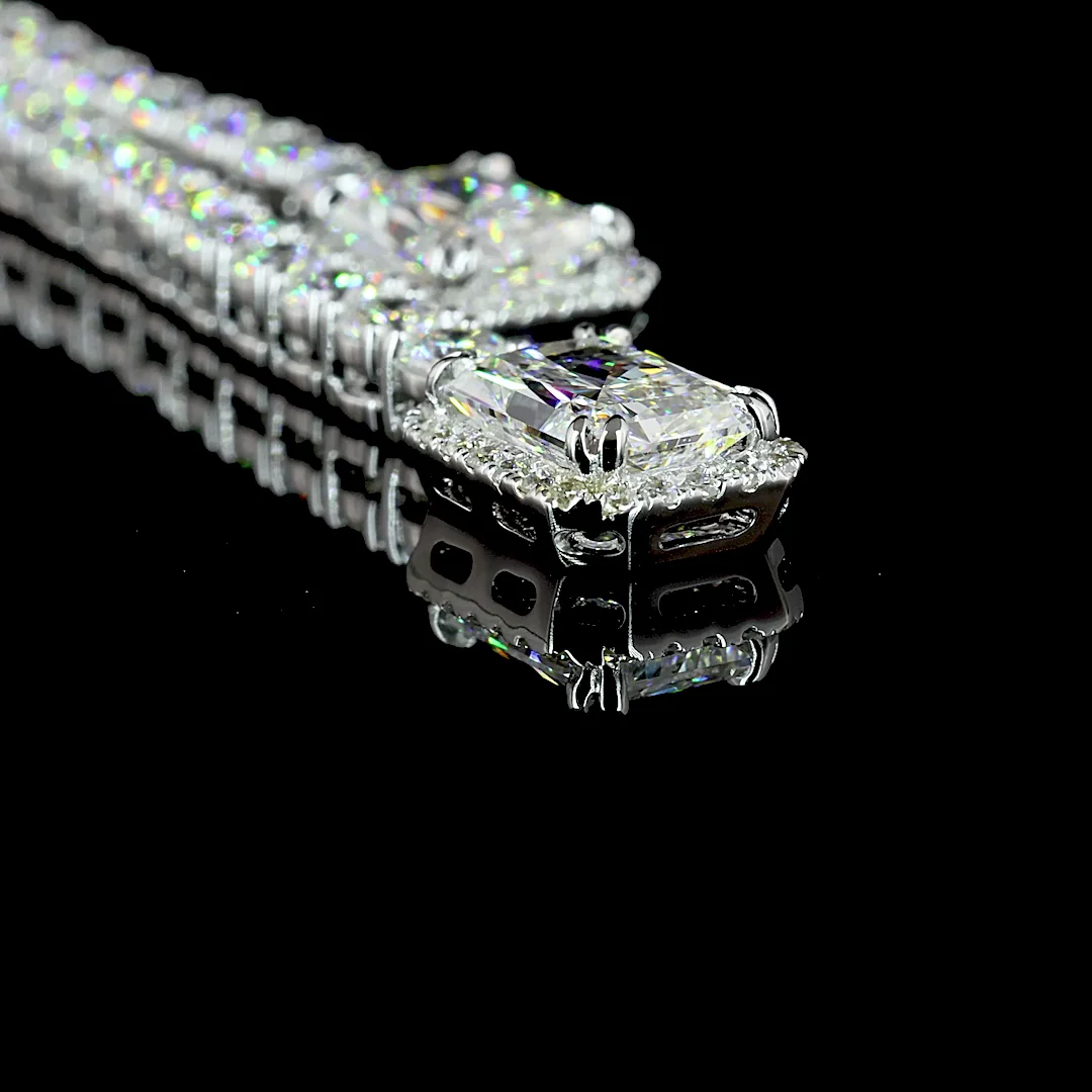 14.7 Cts 14k White Gold Mix Shape Lariat Necklace - Image 2