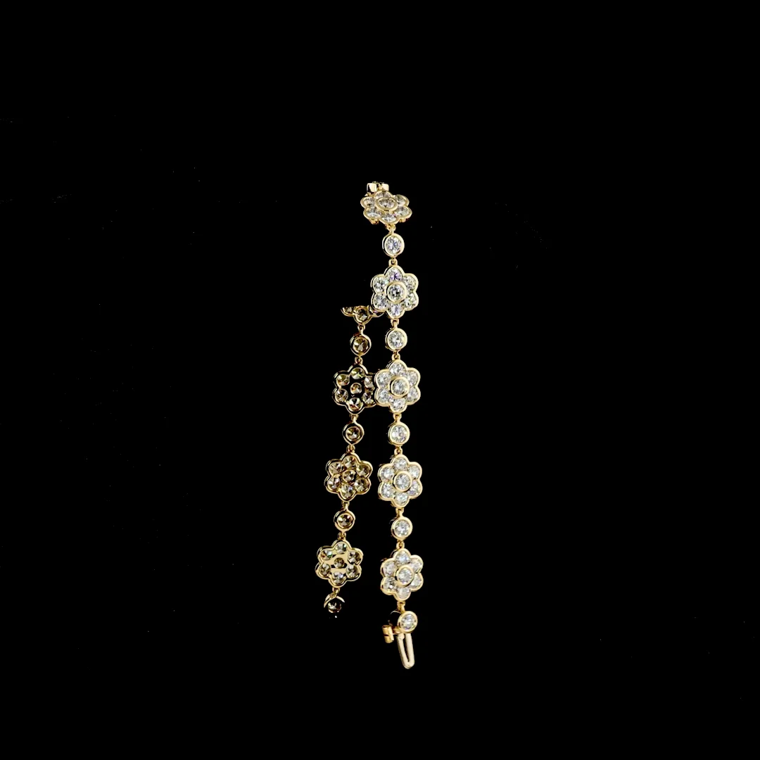 7.59 Cts 18k Yellow Gold Round Shape Station Bracelet - Image 3