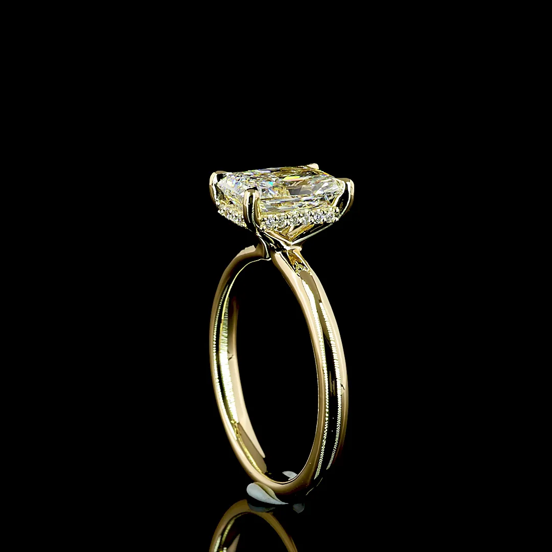 2.15 Cts 14k Yellow Gold Radiant Shape Hidden Halo Ring - Image 2