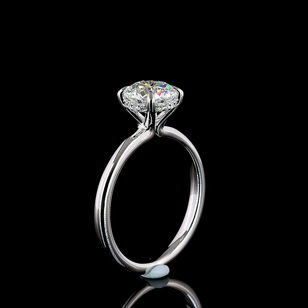 1.56 Cts 14k White Gold Round Shape Hidden Halo Ring - Image 4