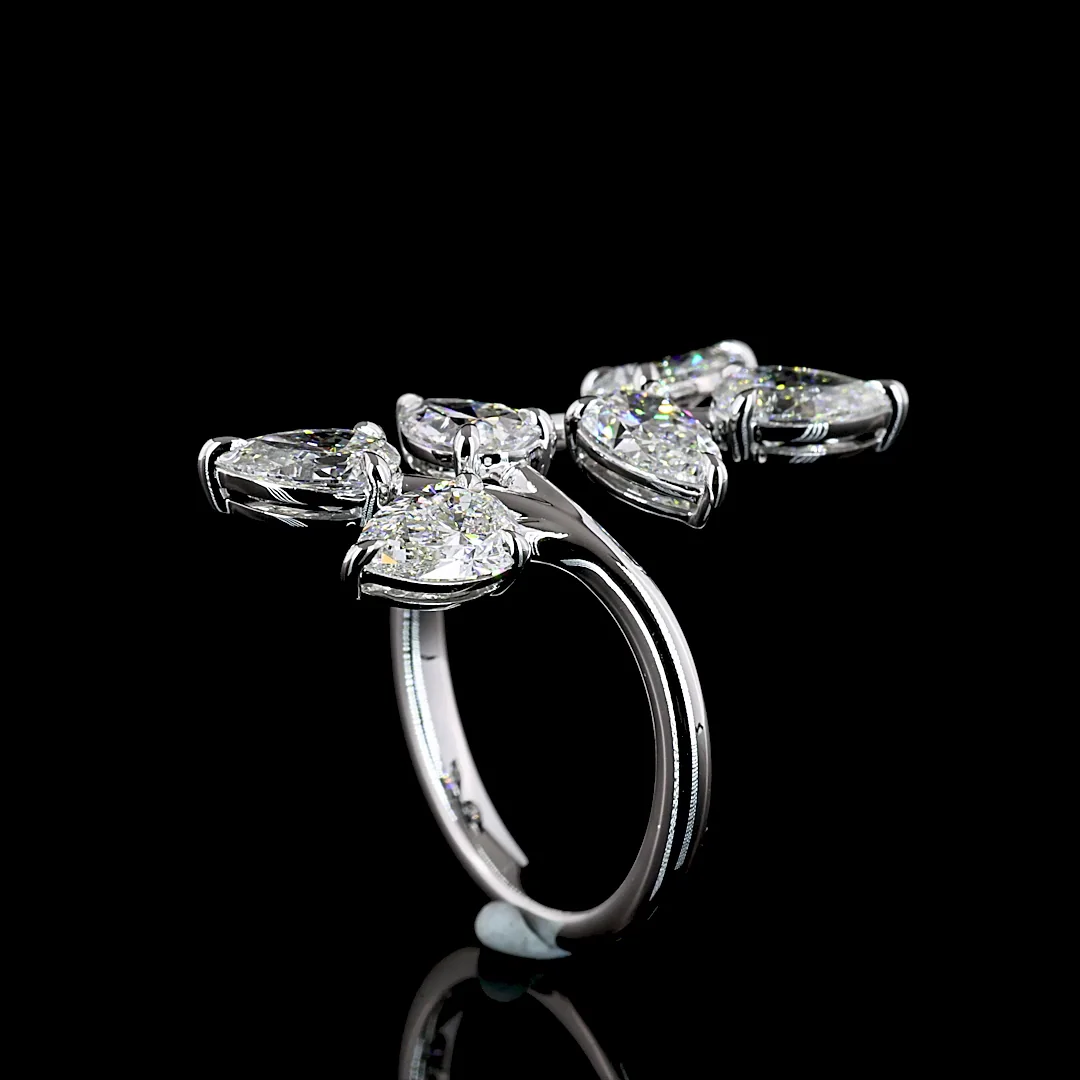 3.06 Cts 14k White Gold Pear Shape Special Ring - Image 2
