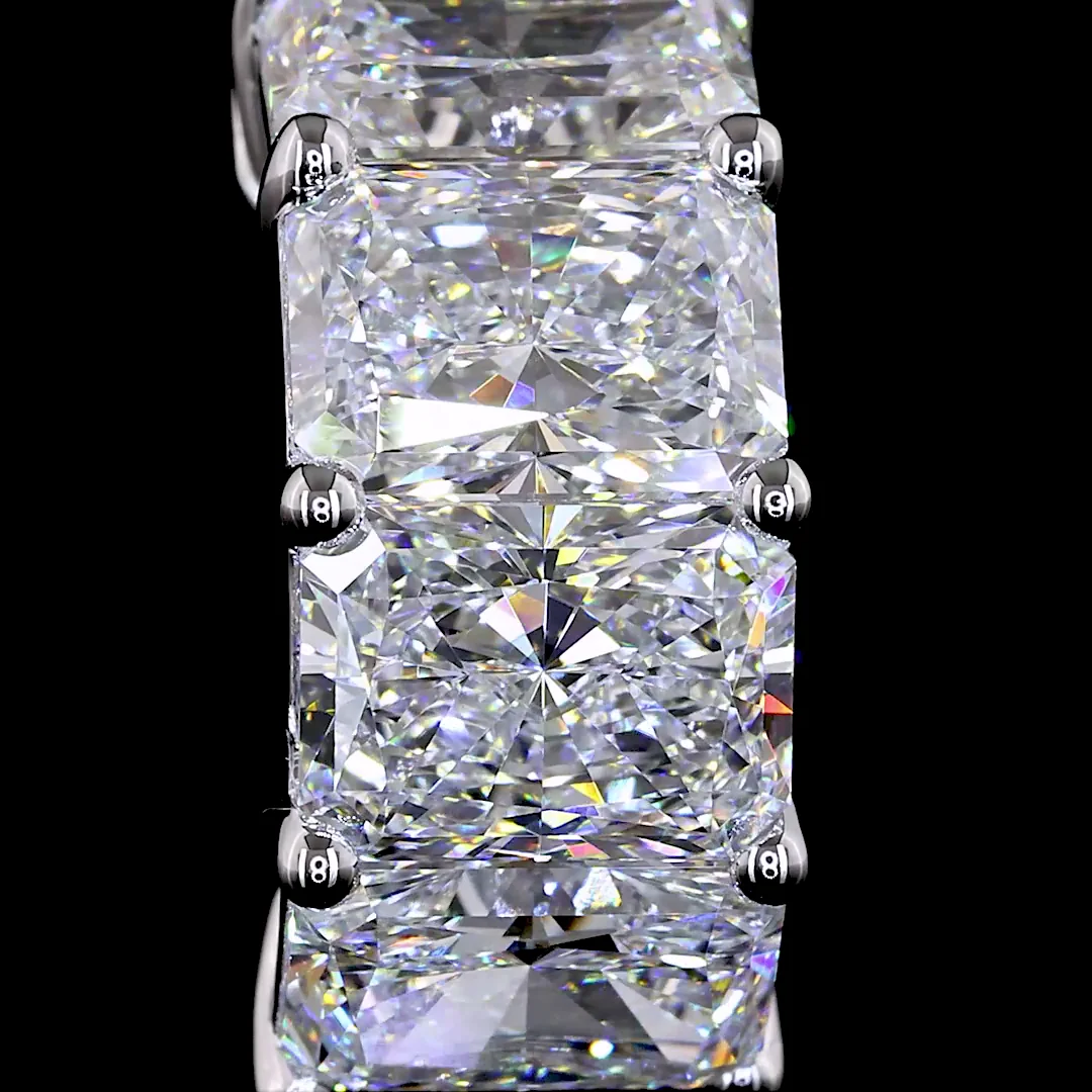 6.03 Cts 14k White Gold Radiant Shape Huggies Earring - Image 3