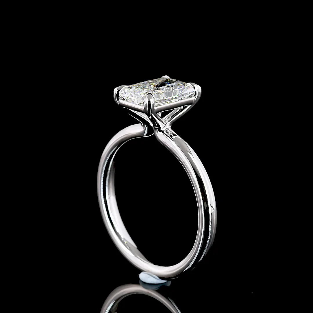 2.11 Cts 14k White Gold Radiant Shape Solitaire Ring - Image 2