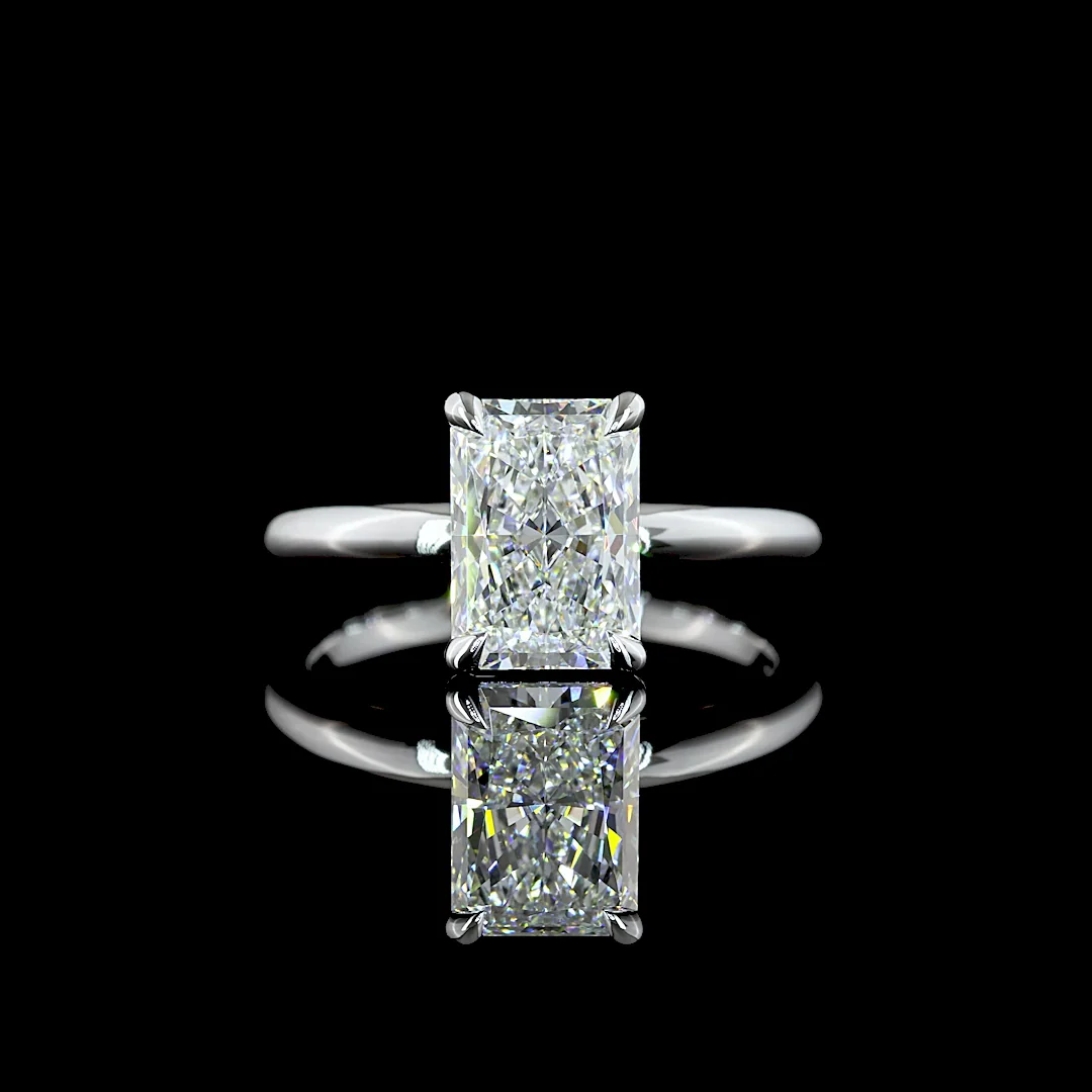 2.11 Cts 14k White Gold Radiant Shape Solitaire Ring - Video