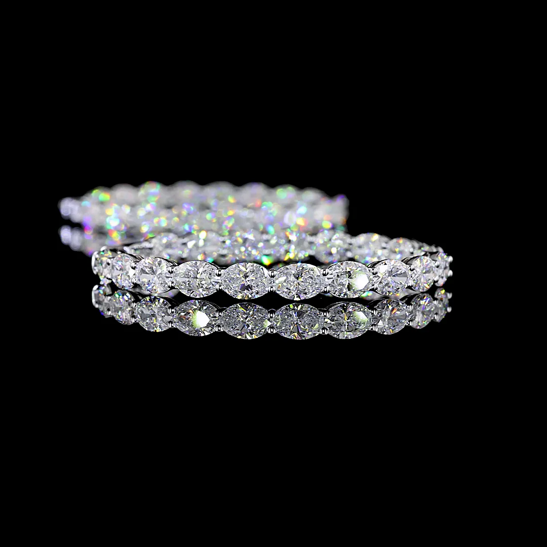 11.49 Cts 14k White Gold Oval Shape Hoops Earring - Image 4