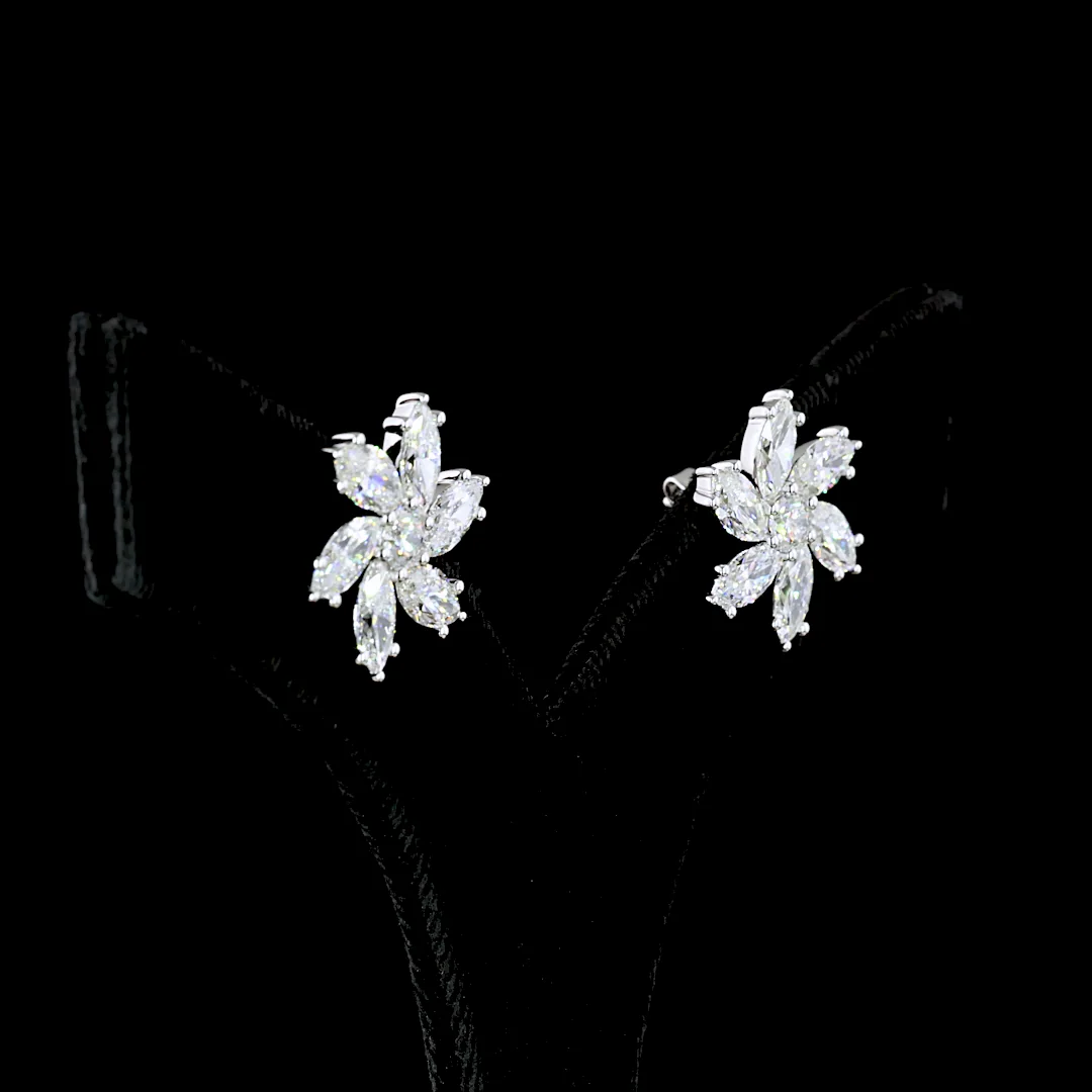 6.03 Cts 14k White Gold Mix Shape Studs Earring - Video