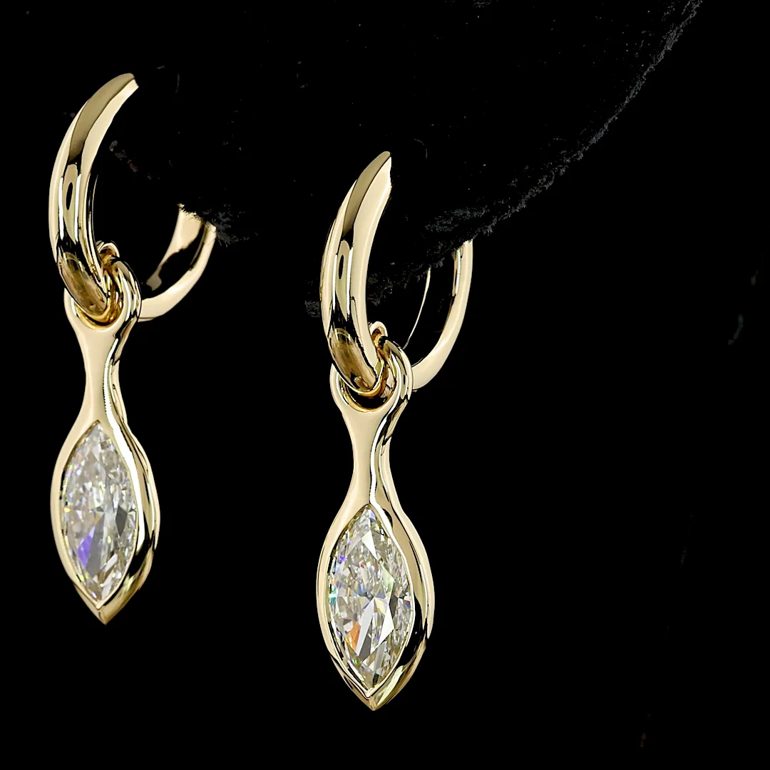 2.03 Cts 14k Yellow Gold Marquise Shape Hanging Earring - Image 4