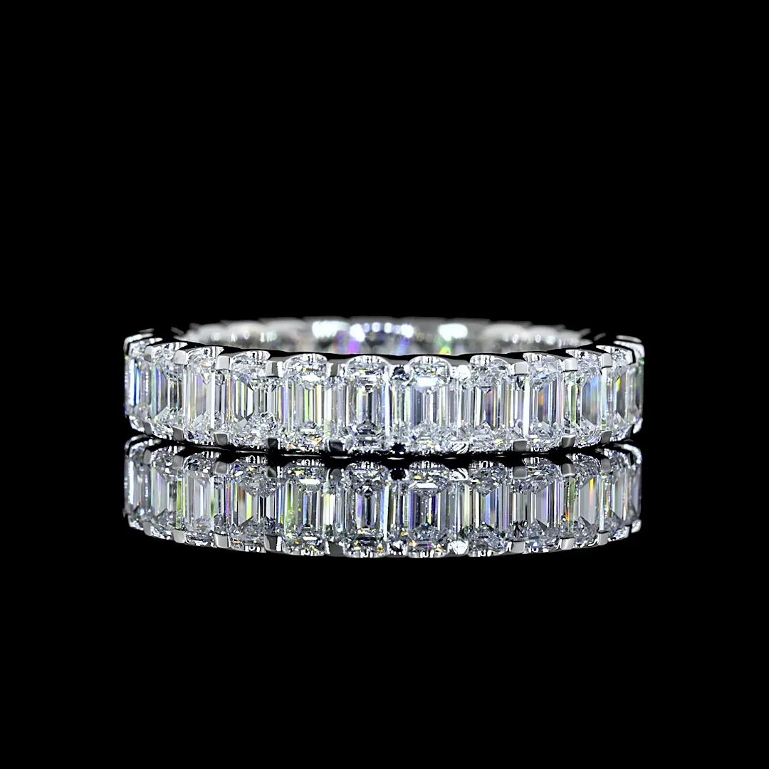 2.62 Cts 14k White Gold Emerald Shape Eternity Band Eternity Band - Video