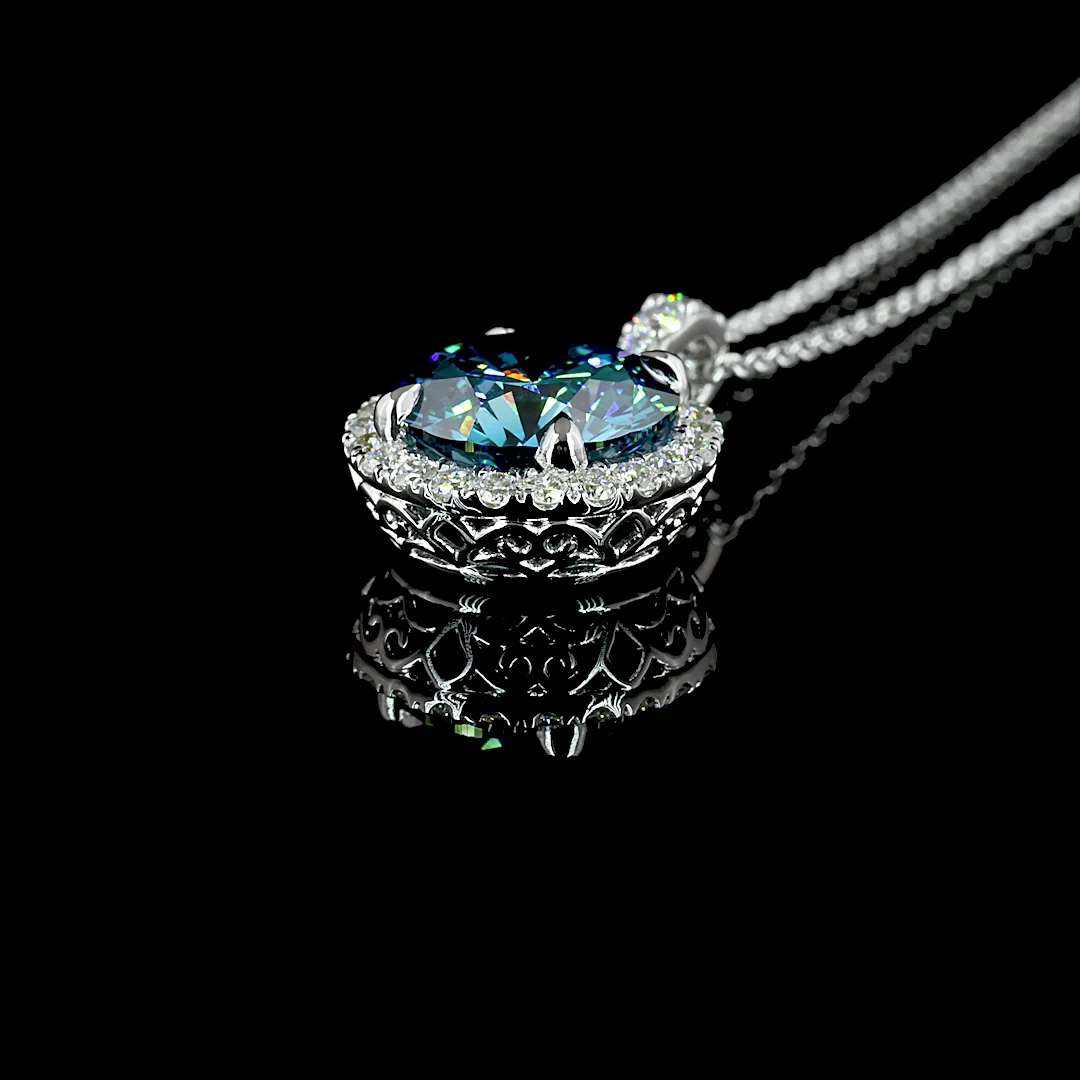 3.39 Cts 14k White Gold Round Shape Pendant Pendant - Image 4