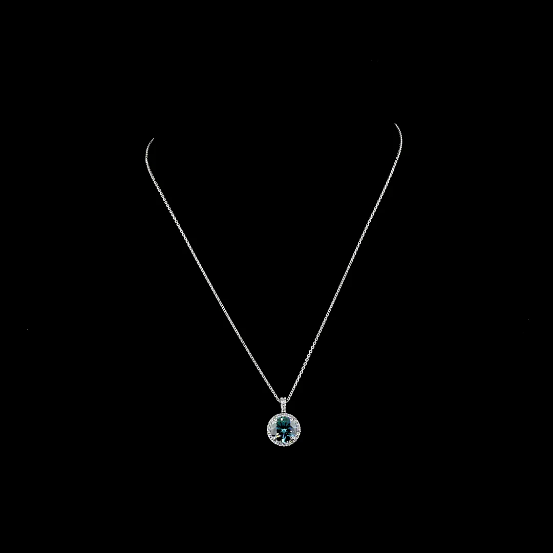 3.39 Cts 14k White Gold Round Shape Pendant Pendant - Video