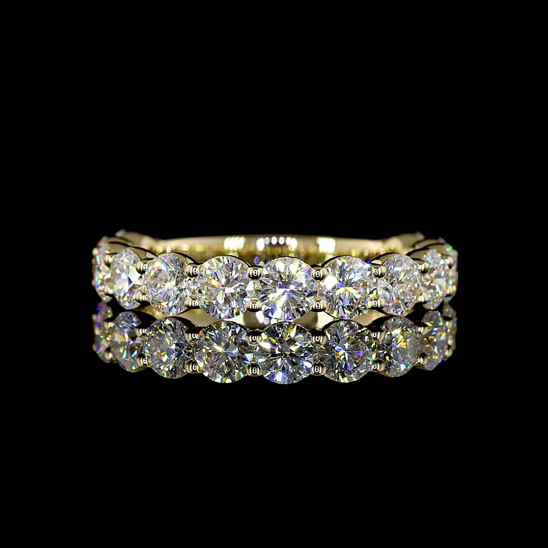 2.16 Cts 14k Yellow Gold Round Shape 3/4 Band Eternity Band - Video