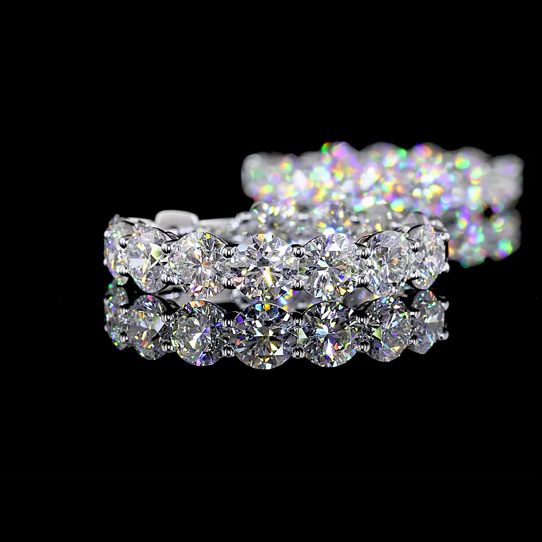 12.17 Cts 14k White Gold Round Shape Hoops Earring - Image 4