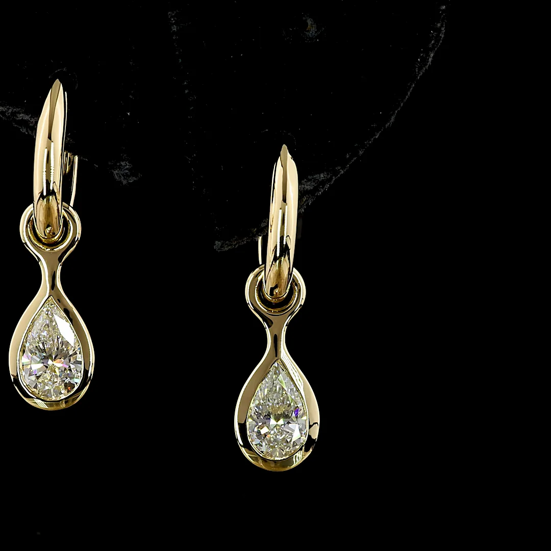 1.56 Cts 14k Yellow Gold Pear Shape Hanging Earring - Image 3
