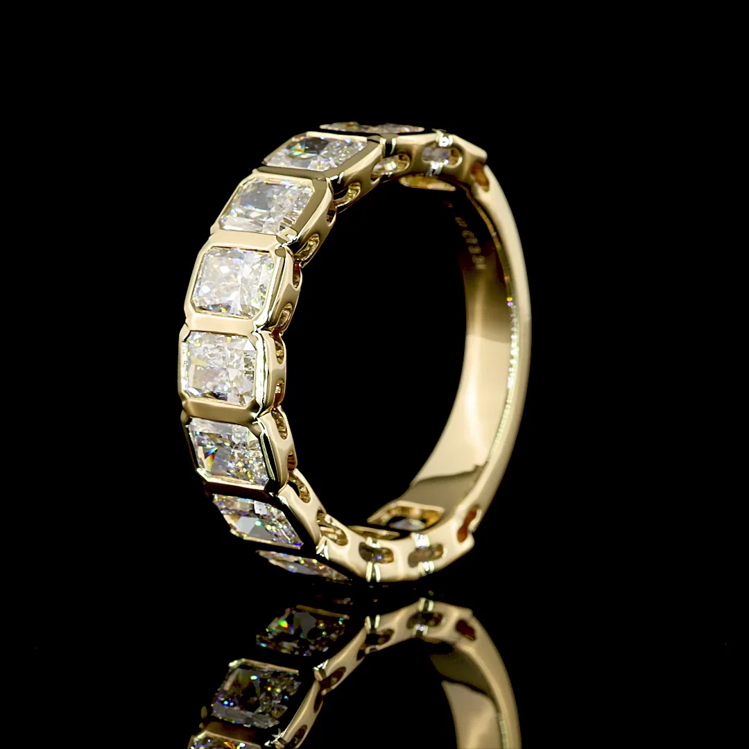 3.34 Cts 14k Yellow Gold Radiant Shape 3/4 Band Eternity Band - Image 4