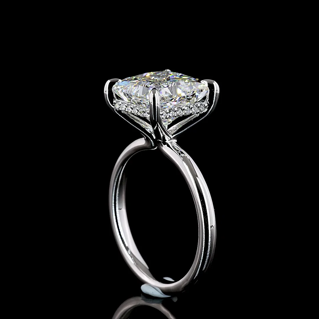 5.23 Cts 14k White Gold Princess Shape Hidden Halo Ring - Image 2