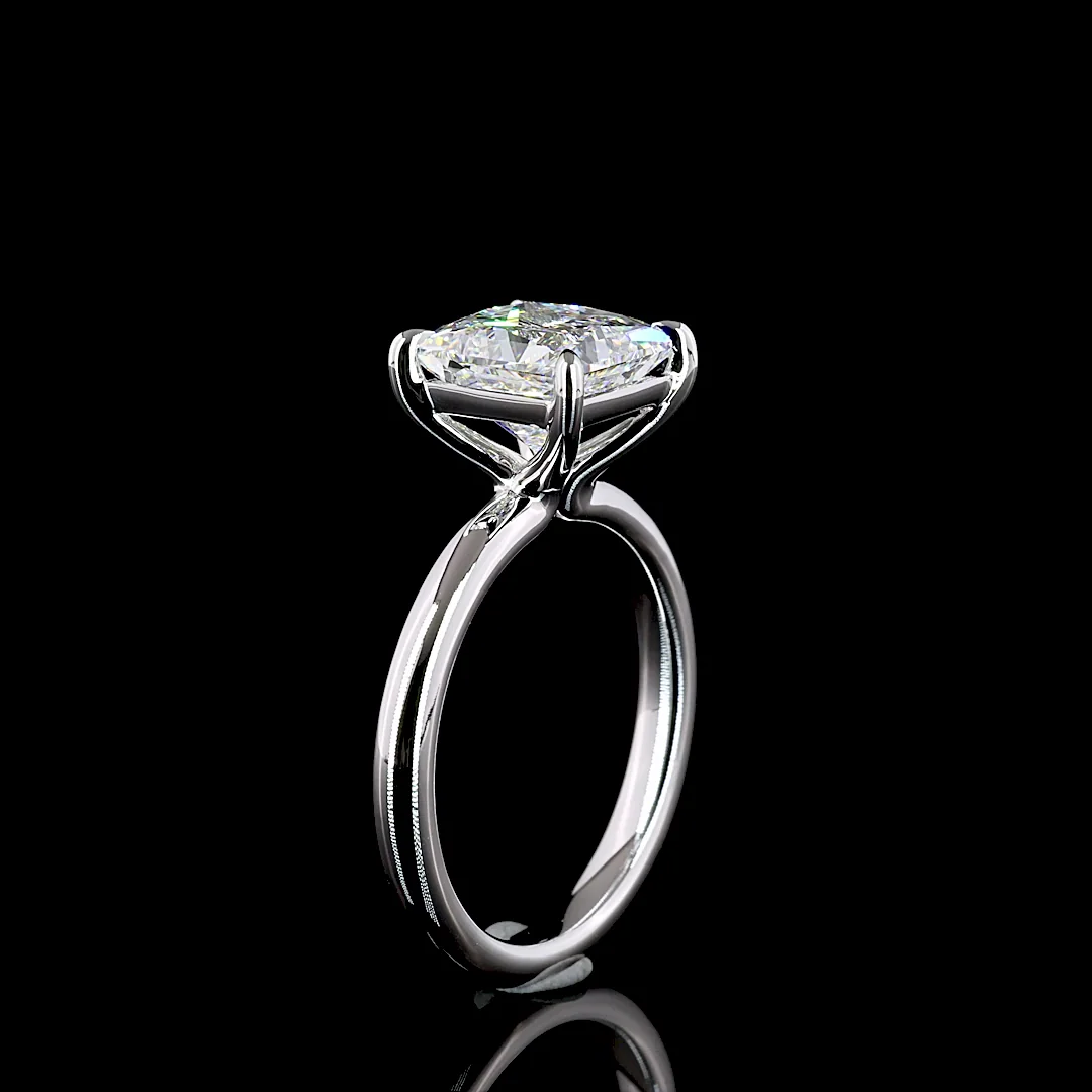 3.04 Cts 14k White Gold Princess Shape Solitaire Ring - Image 4