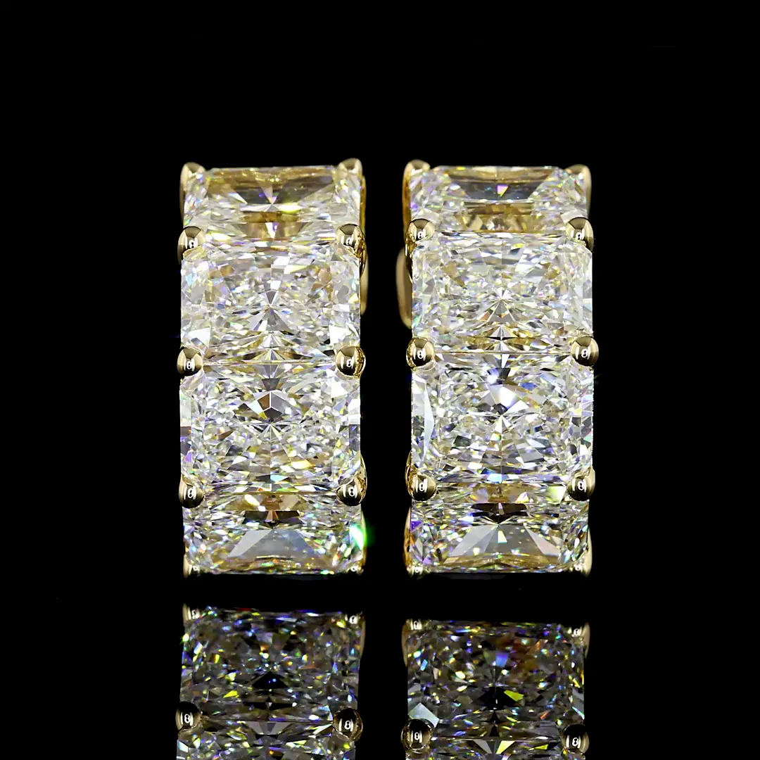6.03 Cts 14k Yellow Gold Radiant Shape Huggies Earring - Image 3