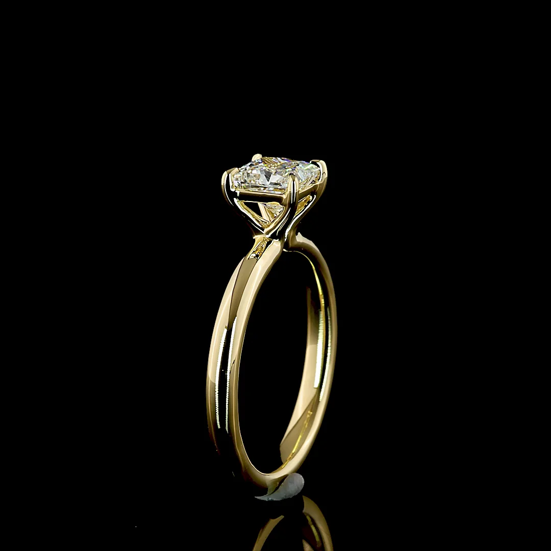1.01 Cts 14k Yellow Gold Princess Shape Solitaire Ring - Image 4