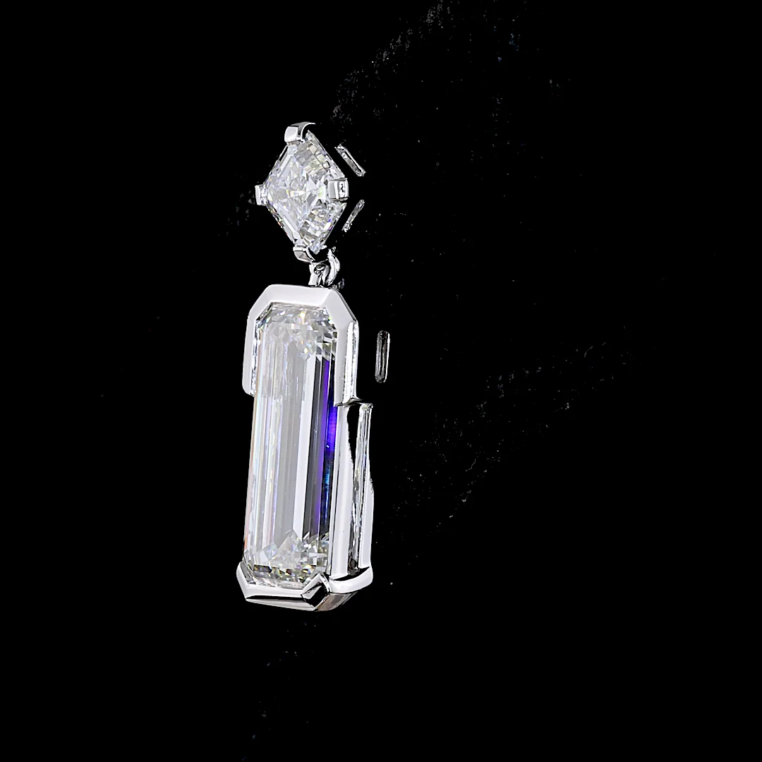 4.79 Cts 14k White Gold Mix Shape Hanging Earring - Image 2