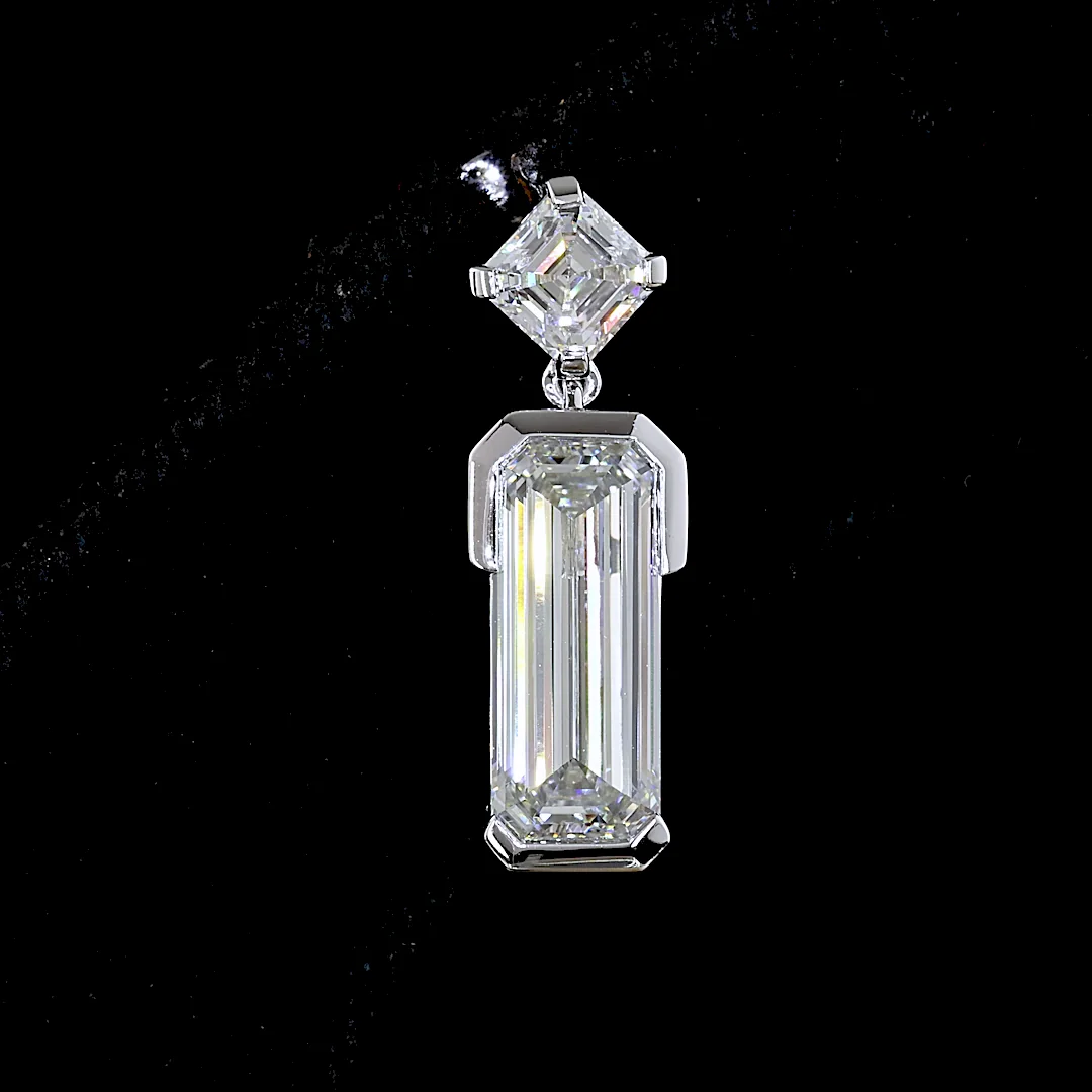 4.79 Cts 14k White Gold Mix Shape Hanging Earring - Image 3