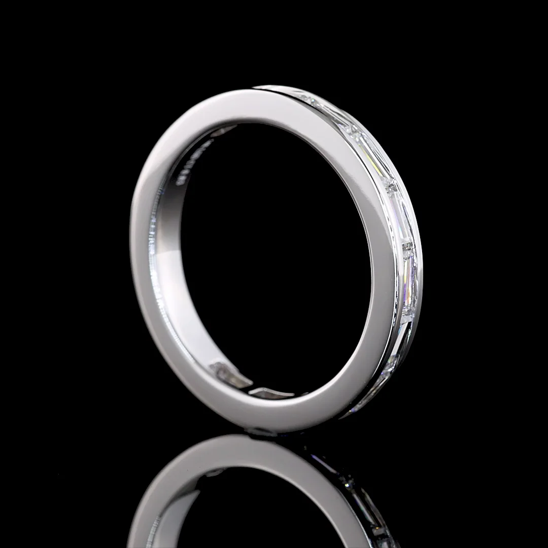 0.83 Cts 14k White Gold Baguette Shape 3/4 Band Eternity Band - Image 2