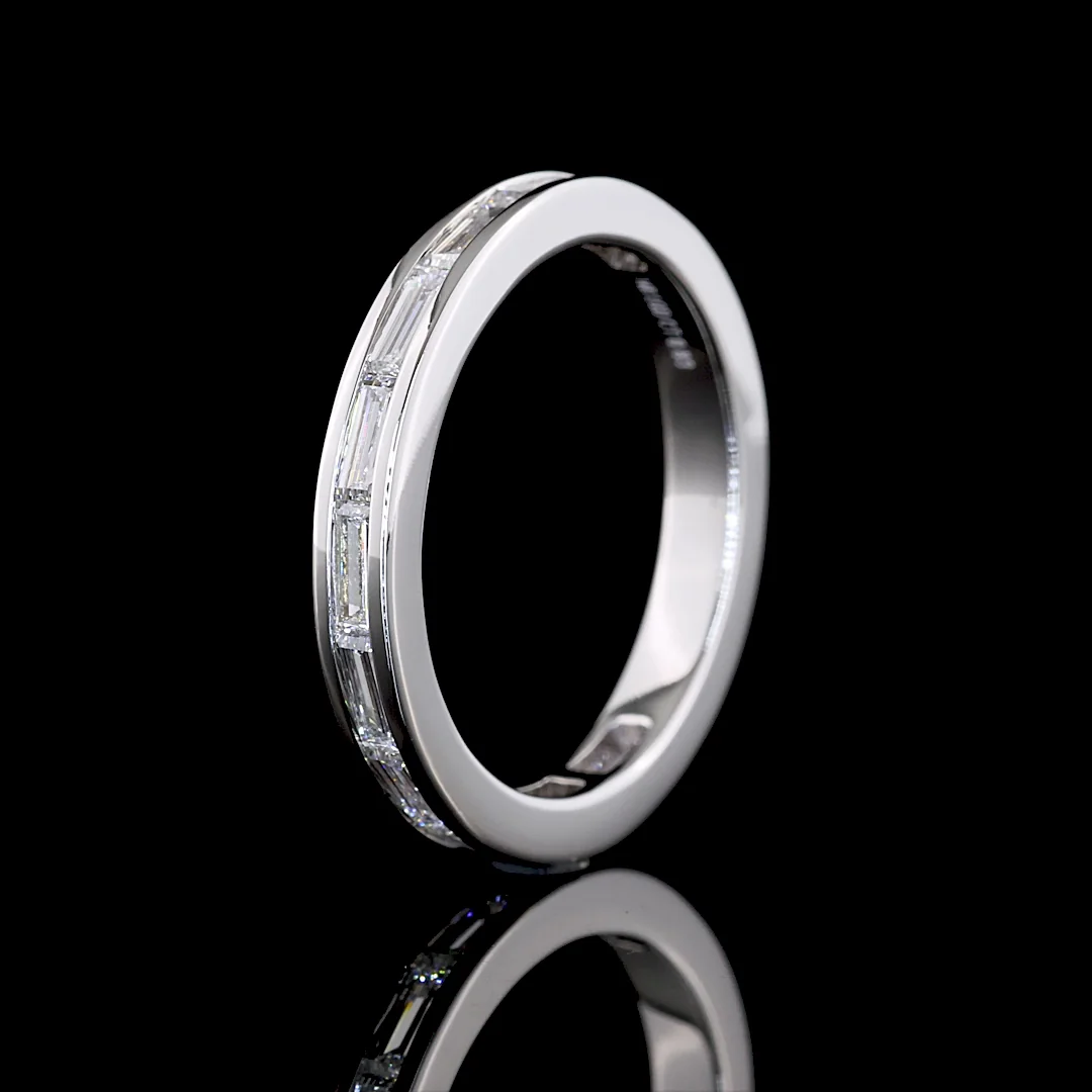 0.83 Cts 14k White Gold Baguette Shape 3/4 Band Eternity Band - Image 4