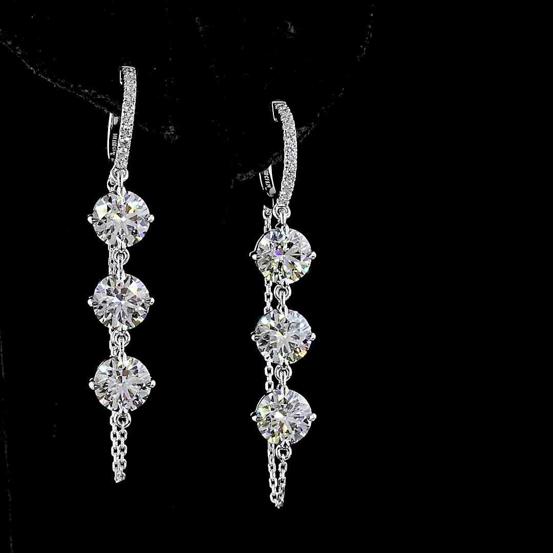 6.25 Cts 14k White Gold Round Shape Hanging Earring - Image 3